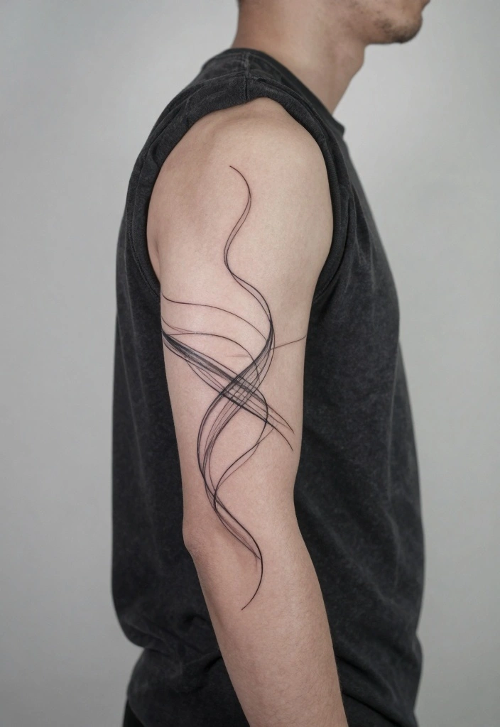15 Simple Tattoo Ideas for Men: Masculine and Minimal Geometric Designs - 3. Abstract Lines 1