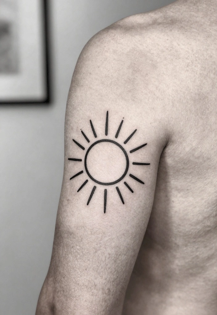 15 Simple Tattoo Ideas for Men: Masculine and Minimal Geometric Designs - 7. Minimal Sun 1