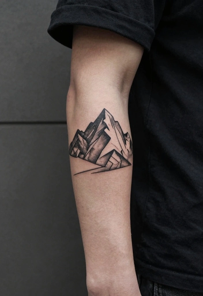 15 Simple Tattoo Ideas for Men: Masculine and Minimal Geometric Designs - 8. Geometric Mountain 1