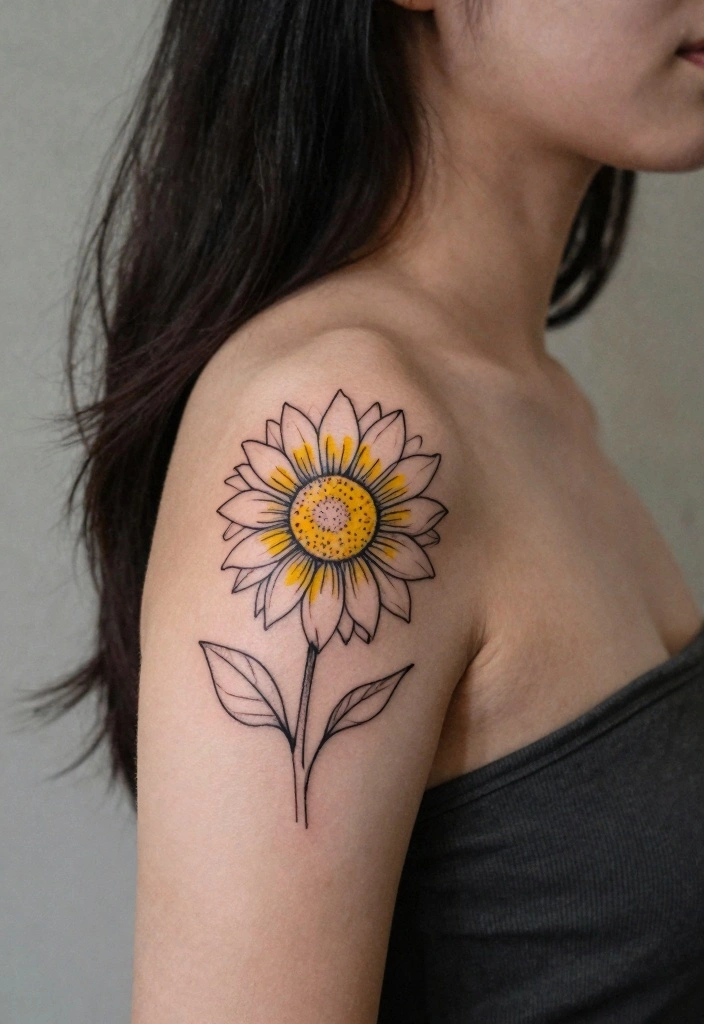 15 Simple Tattoo Ideas for Women: Clean, Cute, and Timeless - 10. Minimalist Sunflower 1