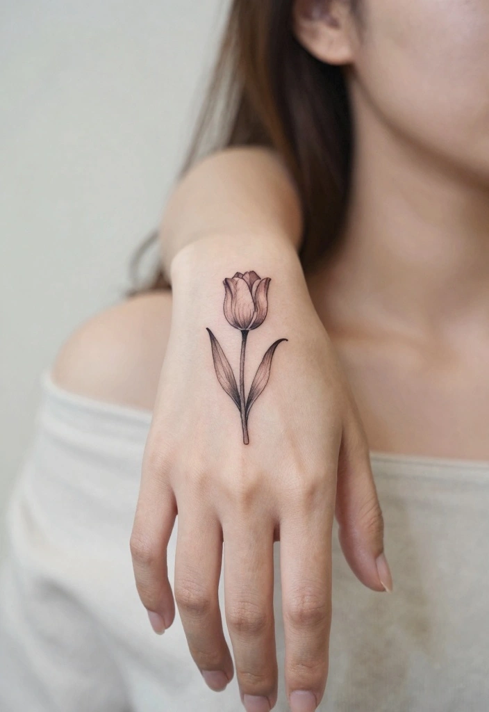 15 Simple Tattoo Ideas for Women: Clean, Cute, and Timeless - 11. Petite Tulip 1