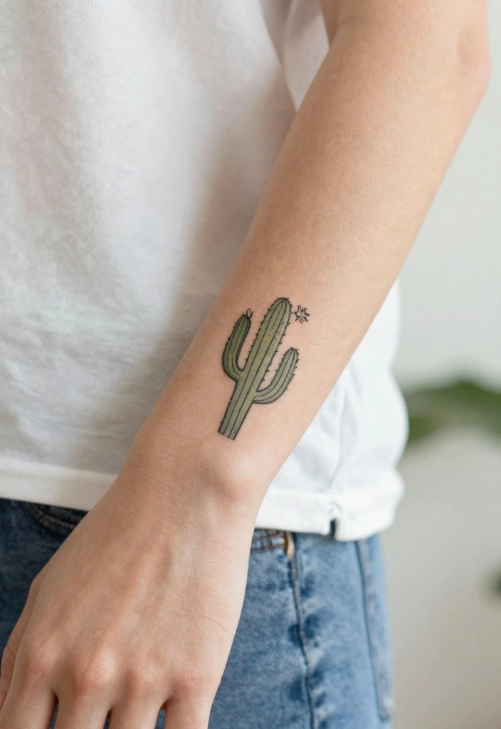 15 Simple Tattoo Ideas for Women: Clean, Cute, and Timeless - 13. Simple Cactus 1