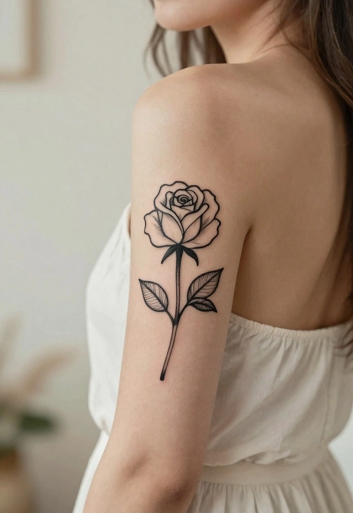 15 Simple Tattoo Ideas for Women: Clean, Cute, and Timeless - 2. Minimalist Rose 1