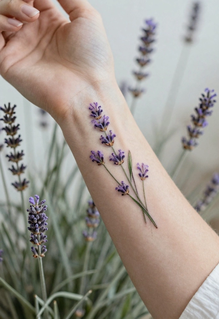 15 Simple Tattoo Ideas for Women: Clean, Cute, and Timeless - 3. Tiny Lavender Sprig 1