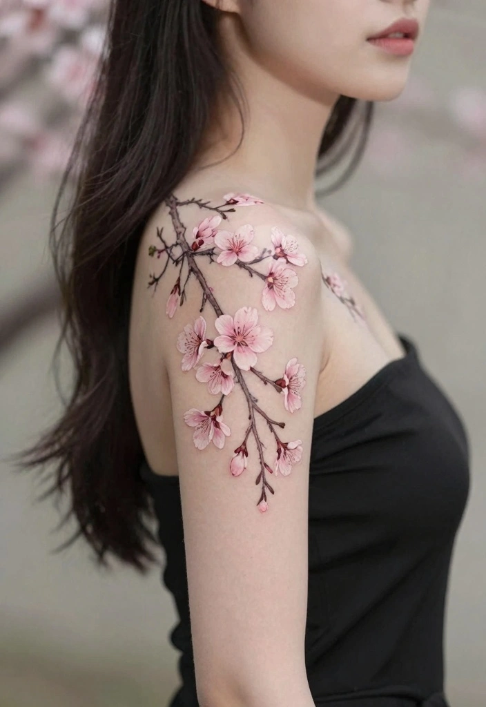 15 Simple Tattoo Ideas for Women: Clean, Cute, and Timeless - 7. Delicate Cherry Blossom 1