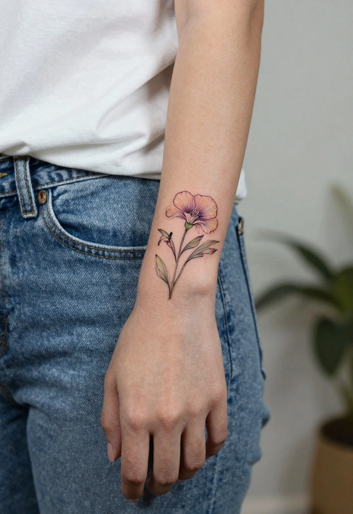 15 Simple Tattoo Ideas for Women: Clean, Cute, and Timeless - 8. Sweet Pea Floral 1