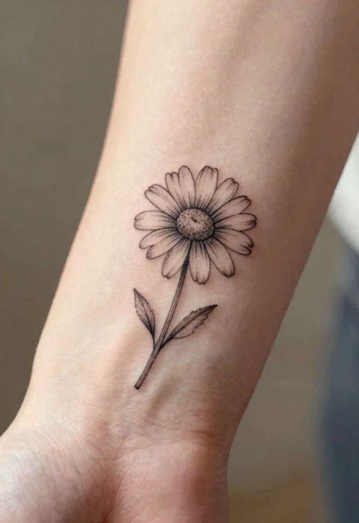 15 Small Flash Tattoo Ideas Perfect for Quick Meaningful Ink - 8. Daisy Flower 1