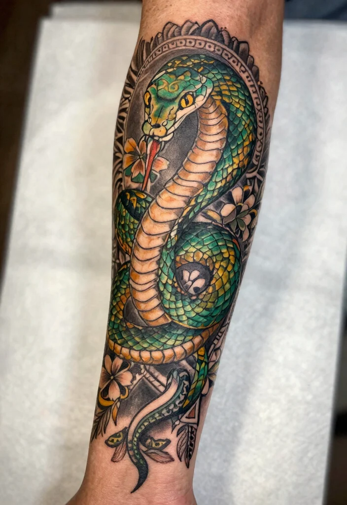 16 Ancient Indian Tattoo Ideas Inspired by History and Myth - 15. The Serpent (Naga) 1