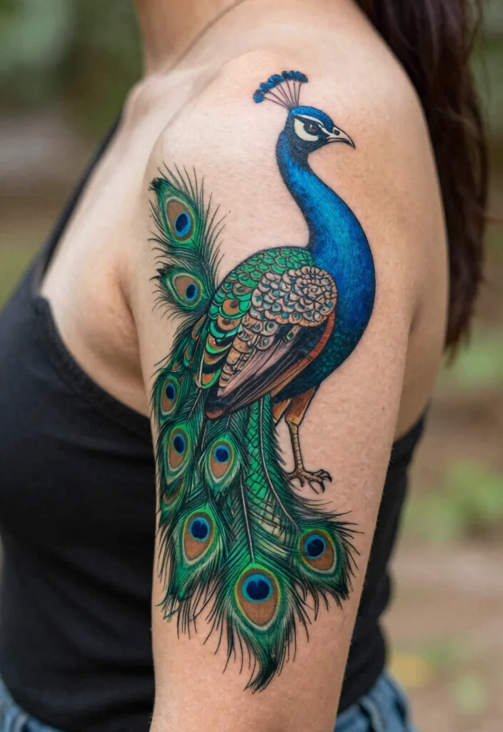 16 Ancient Indian Tattoo Ideas Inspired by History and Myth - 8. The Peafowl (Mayura) 1