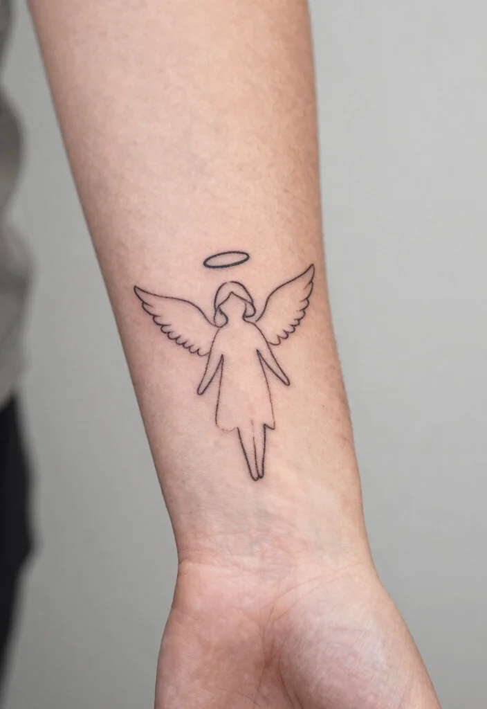 16 Angel Tattoo Design Ideas for Men Powerful and Symbolic 15. Angel Symbol Tattoo 0
