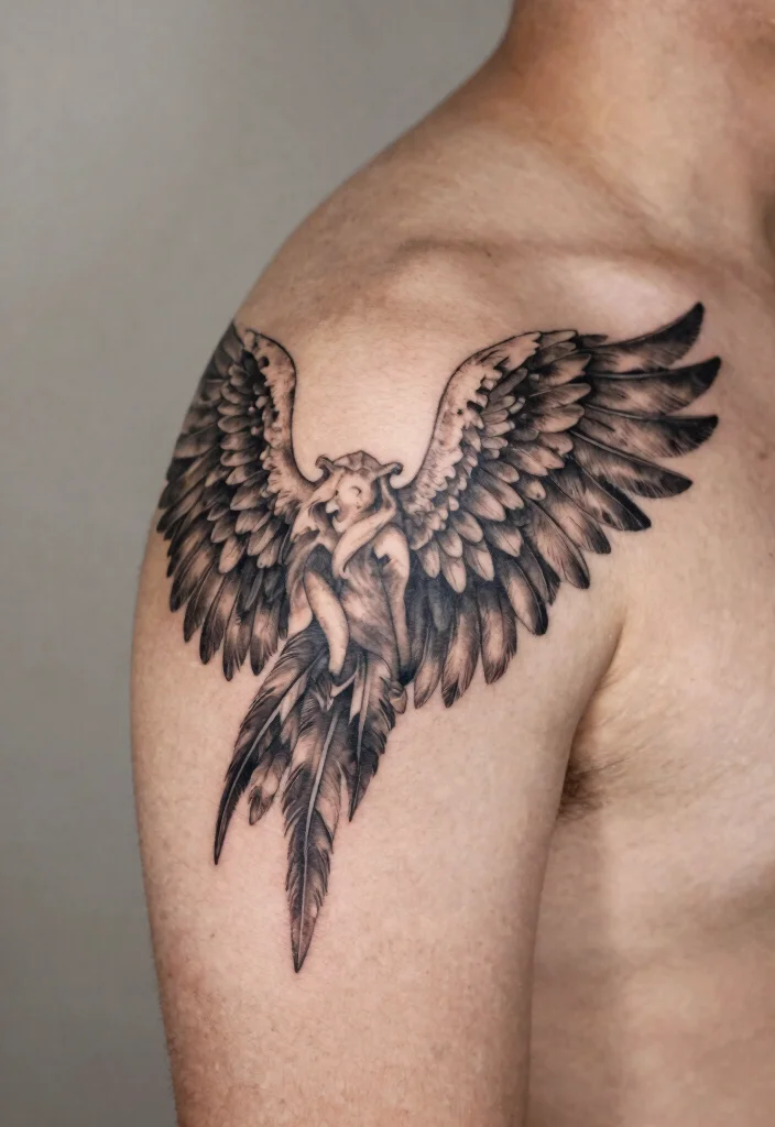 16 Angel Tattoo Design Ideas for Men Powerful and Symbolic 2. Angel Wing Tattoo 0