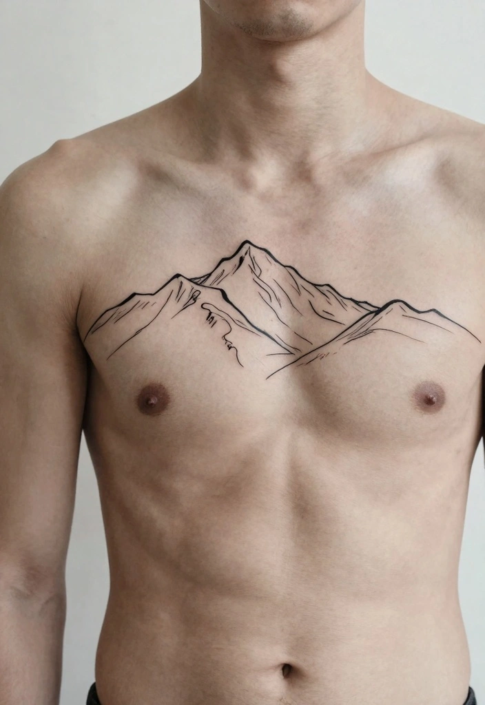 16 Chest Tattoo Design Ideas for Men: Strong and Masculine 111 16 Chest Tattoo Design Ideas for Men Strong and Masculine 11. Simple Line Art 0