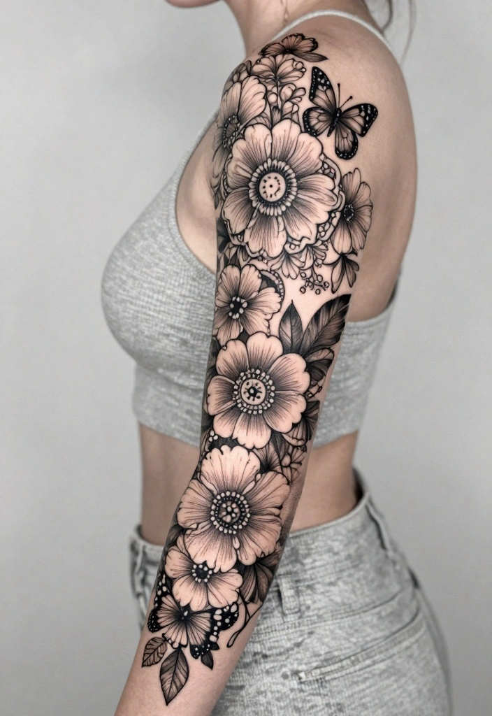 16 Floral and Butterfly Sleeve Tattoo Ideas Flowing and Feminine 5. Floral Mandala Sleeve Tattoo 0