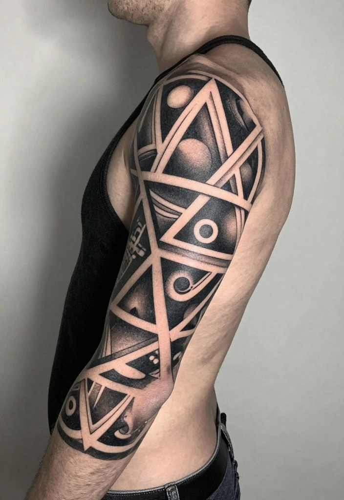 16 Half Sleeve Arm Tattoo Ideas for Men Bold and Detailed 1. Geometric Patterns 0