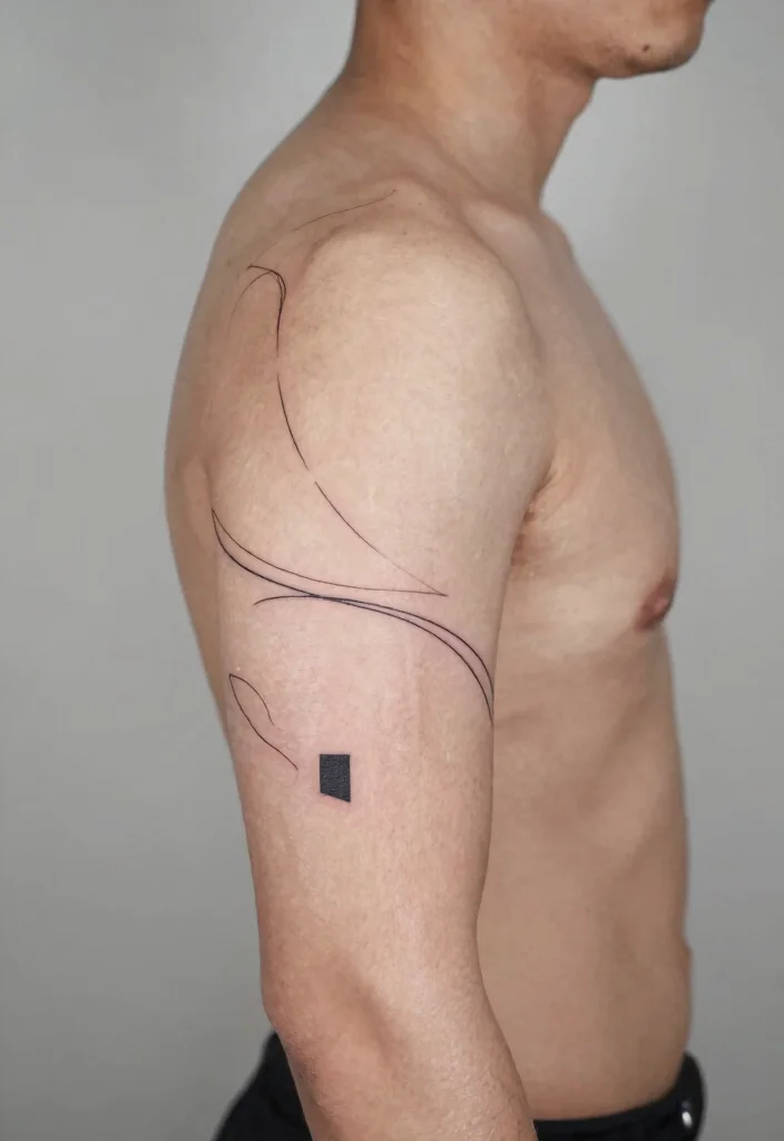 16 Half Sleeve Arm Tattoo Ideas for Men Bold and Detailed 15. Minimalist Line Art 0