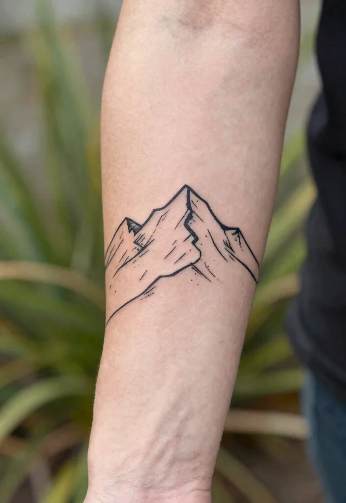 16 Line Work Tattoo Ideas: Clean, Detailed, and Timeless - 1. Simplistic Mountain Range 1
