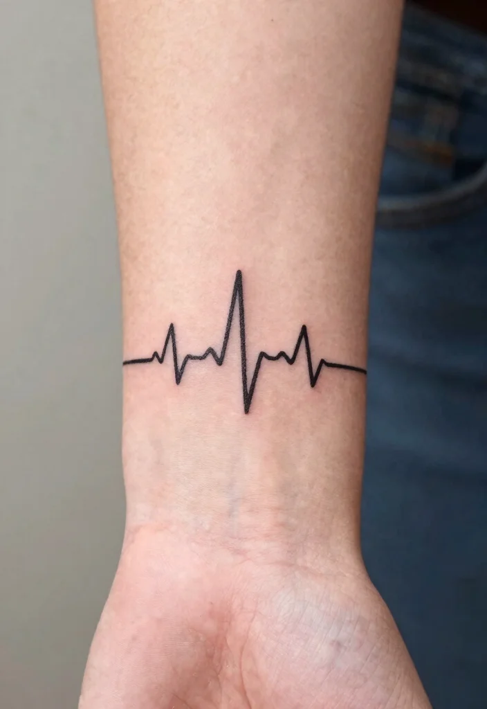 16 Line Work Tattoo Ideas: Clean, Detailed, and Timeless - 13. Elegant Heartbeat 1