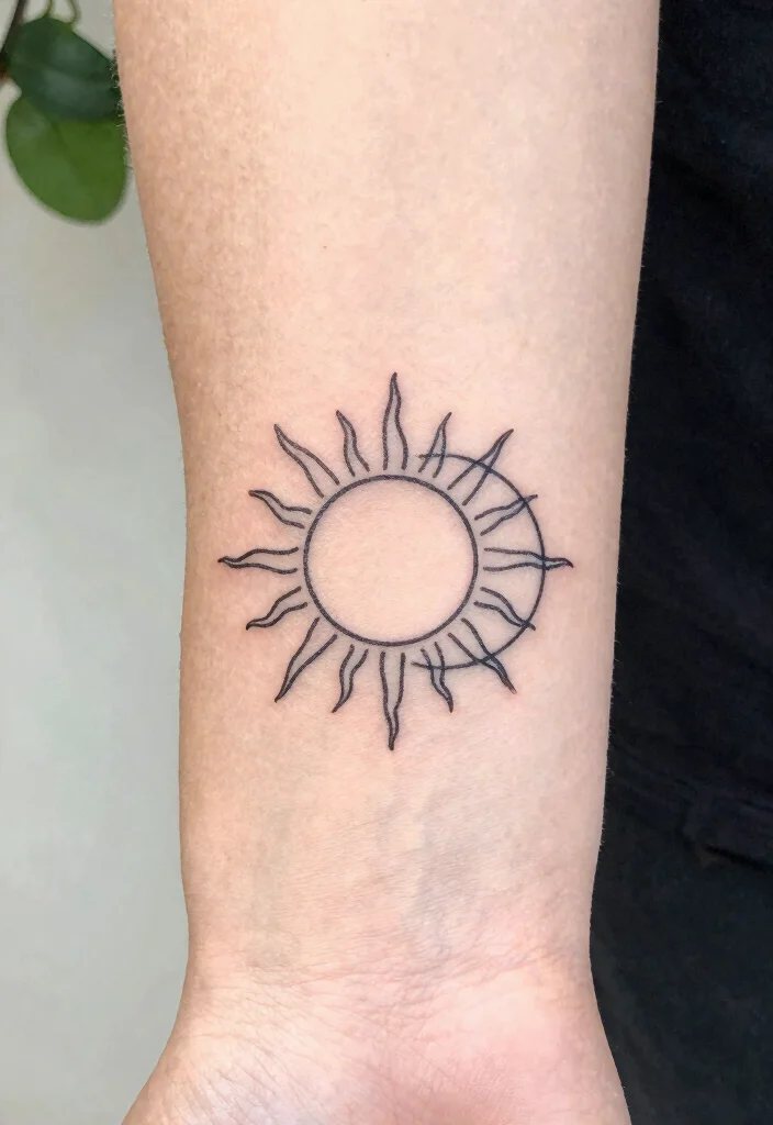 16 Line Work Tattoo Ideas: Clean, Detailed, and Timeless - 6. Minimalist Sun and Moon 1