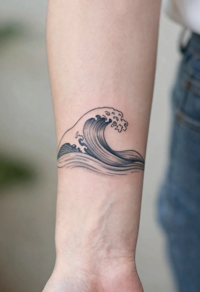 16 Line Work Tattoo Ideas: Clean, Detailed, and Timeless - 8. Serene Waves 1