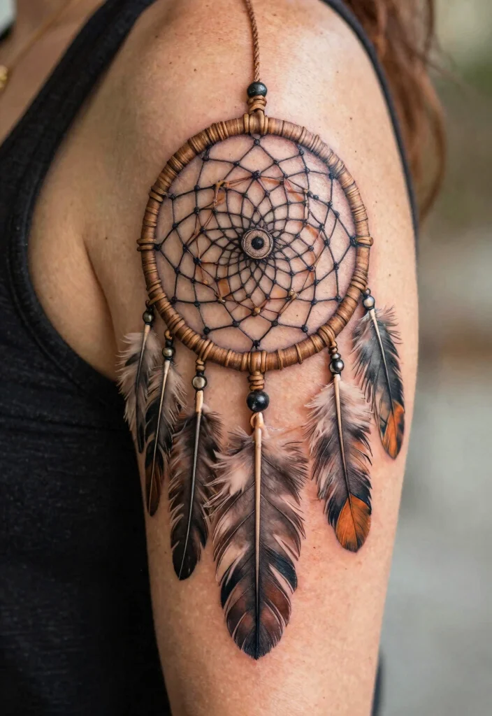 16 Native Indian Tattoo Ideas Inspired by Tribal Symbolism 160 16 Native Indian Tattoo Ideas Inspired by Tribal Symbolism - 16. The Heartfelt Dreamcatcher 1