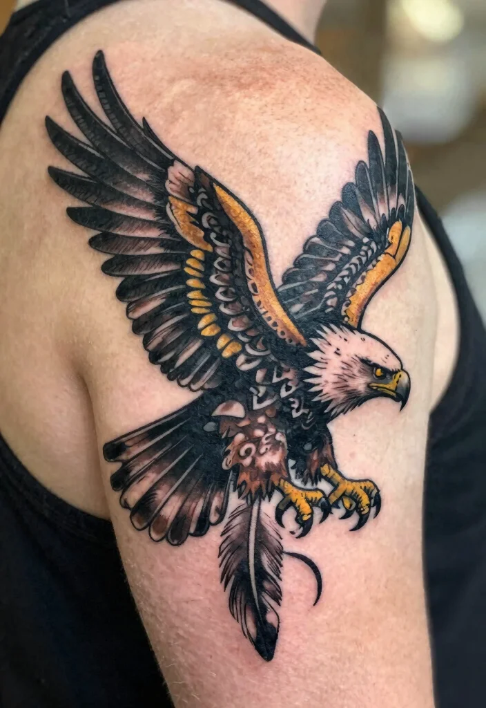 16 Native Indian Tattoo Ideas Inspired by Tribal Symbolism 23 16 Native Indian Tattoo Ideas Inspired by Tribal Symbolism - 3. The Spiritual Eagle 1
