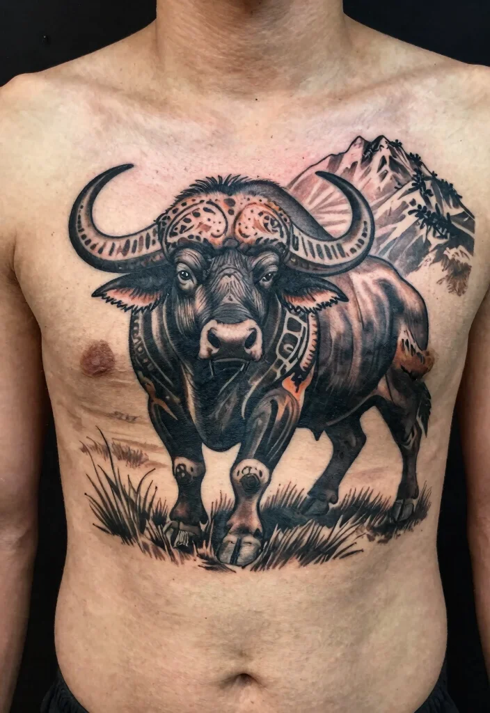 16 Native Indian Tattoo Ideas Inspired by Tribal Symbolism 61 16 Native Indian Tattoo Ideas Inspired by Tribal Symbolism - 7. The Invincible Buffalo 1