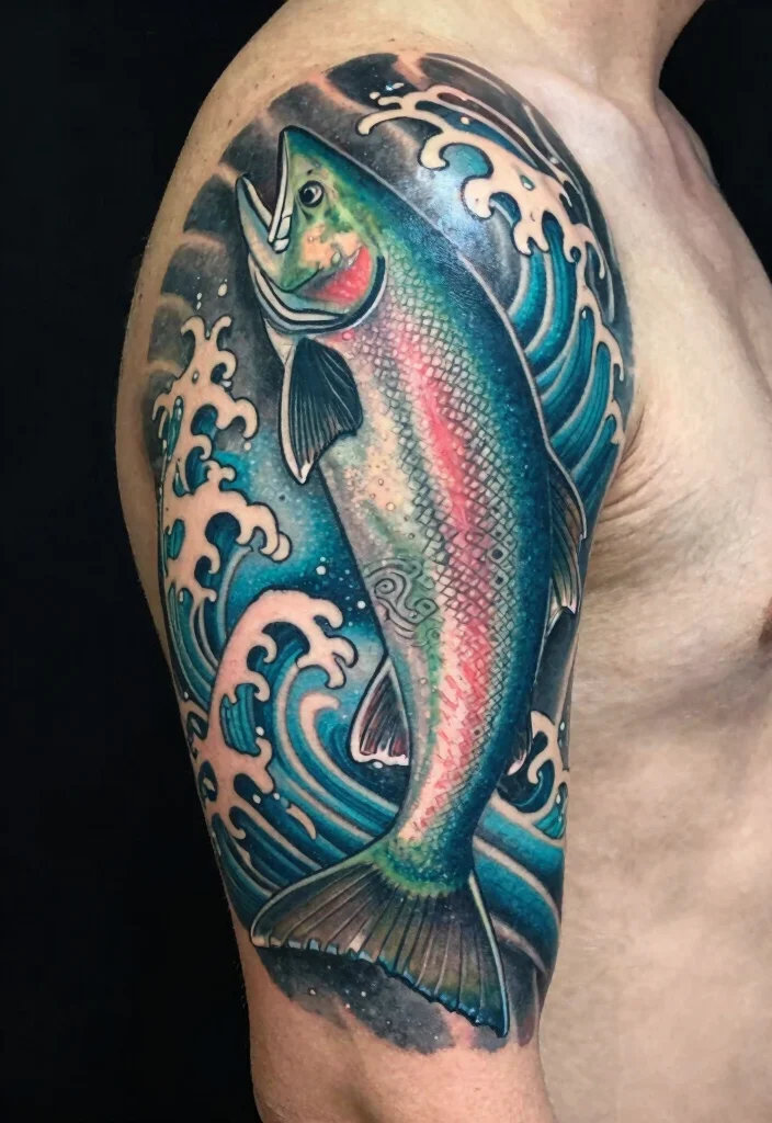 16 Native Indian Tattoo Ideas Inspired by Tribal Symbolism 83 16 Native Indian Tattoo Ideas Inspired by Tribal Symbolism - 9. The Mighty Salmon 1