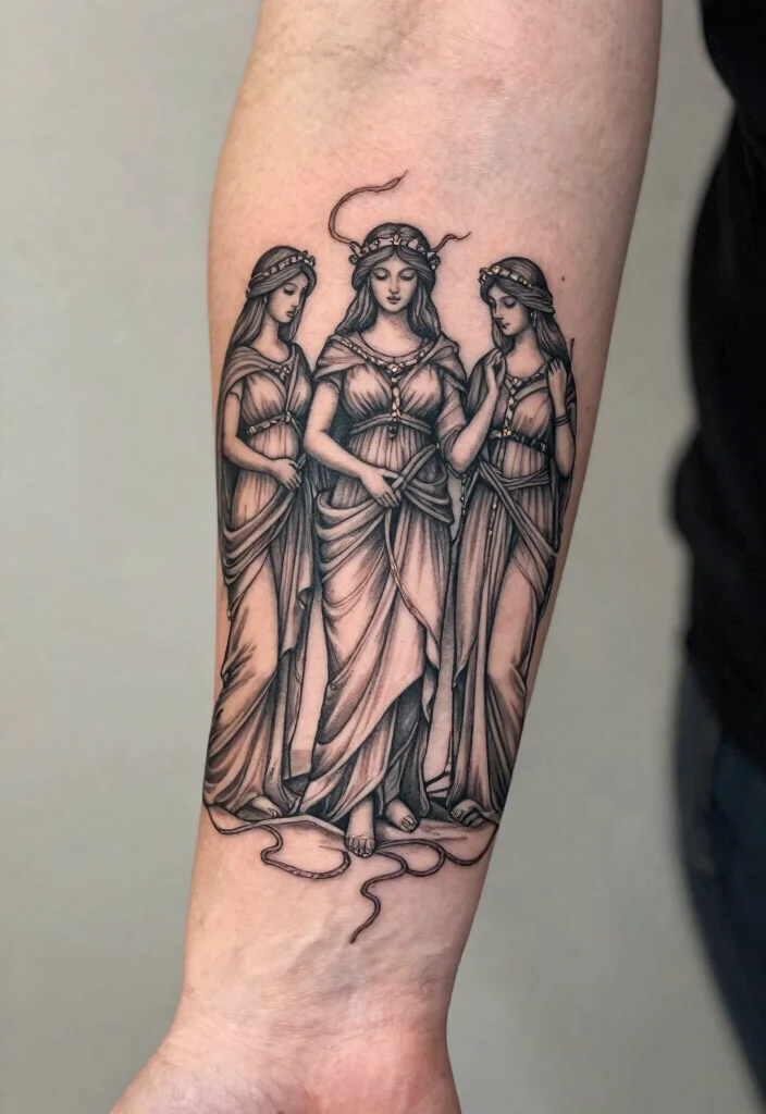 16 Norse Mythology Tattoo Ideas With Gods Symbols and Legends - 10. The Norns: Weavers of Fate 1