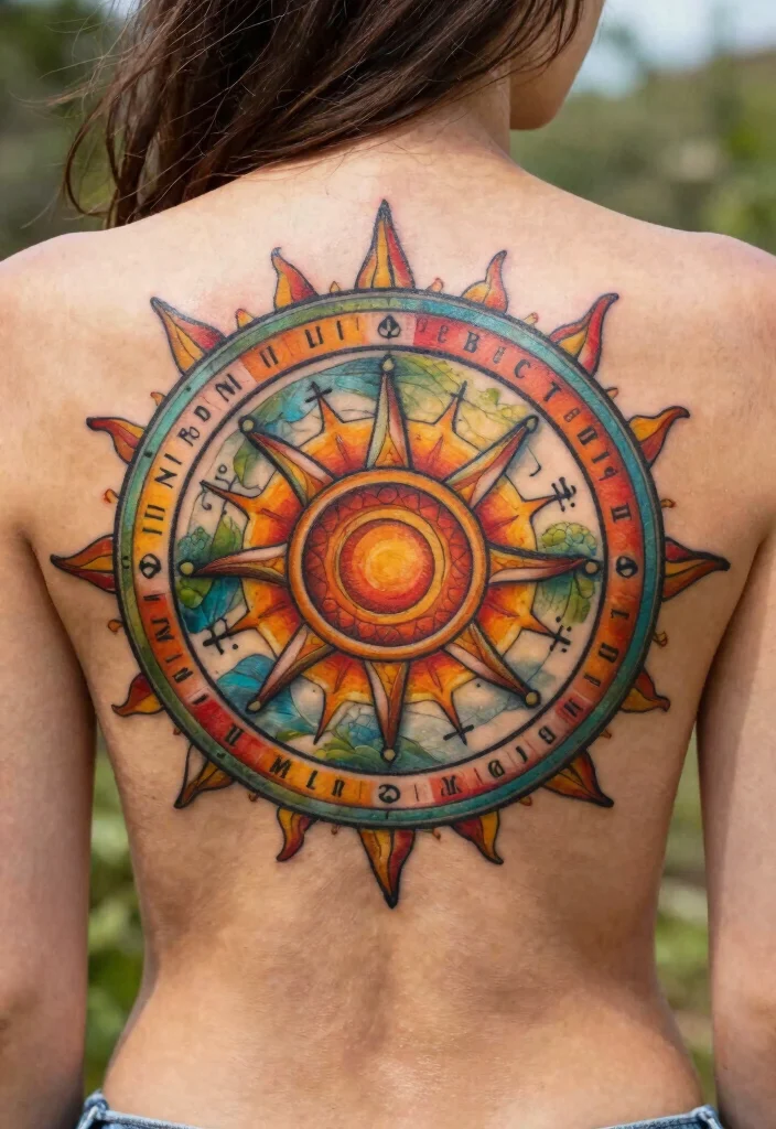 16 Norse Mythology Tattoo Ideas With Gods Symbols and Legends - 16. The Sun Wheel: Cycle of Life 1