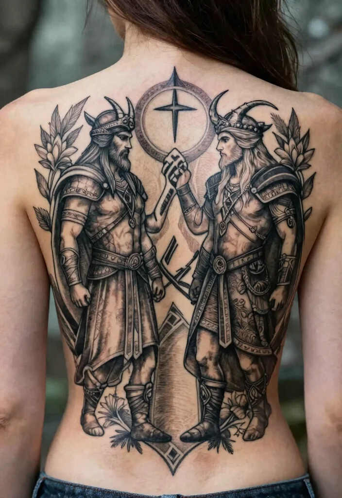 16 Norse Mythology Tattoo Ideas With Gods Symbols and Legends - 7. Aesir and Vanir: The Two God Clans 1