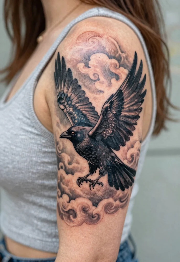 16 Norse Mythology Tattoo Ideas With Gods Symbols and Legends - 8. Hugin and Munin: Odin's Ravens 1