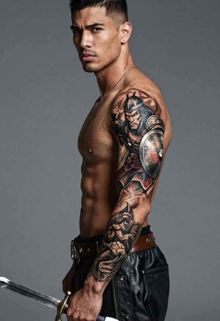 16 Norse Tattoo Ideas for Men: Bold, Mythical, and Masculine 111 16 Norse Tattoo Ideas for Men: Bold, Mythical, and Masculine - 11. Norse Warrior: Symbol of Bravery 1