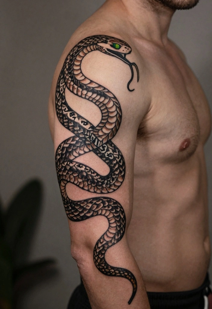 16 Norse Tattoo Ideas for Men: Bold, Mythical, and Masculine 122 16 Norse Tattoo Ideas for Men: Bold, Mythical, and Masculine - 12. The Serpent: A Symbol of Transformation 1
