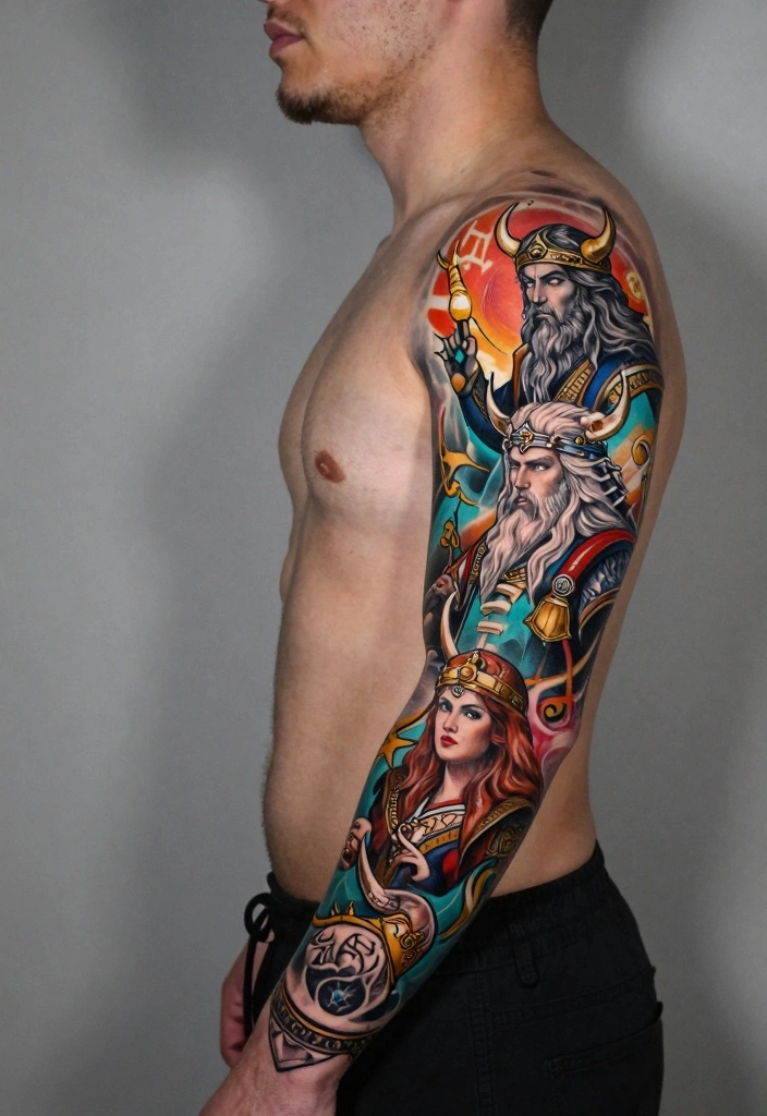 16 Norse Tattoo Ideas for Men: Bold, Mythical, and Masculine 144 16 Norse Tattoo Ideas for Men: Bold, Mythical, and Masculine - 14. The Aesir and Vanir: Gods of Norse Mythology 1
