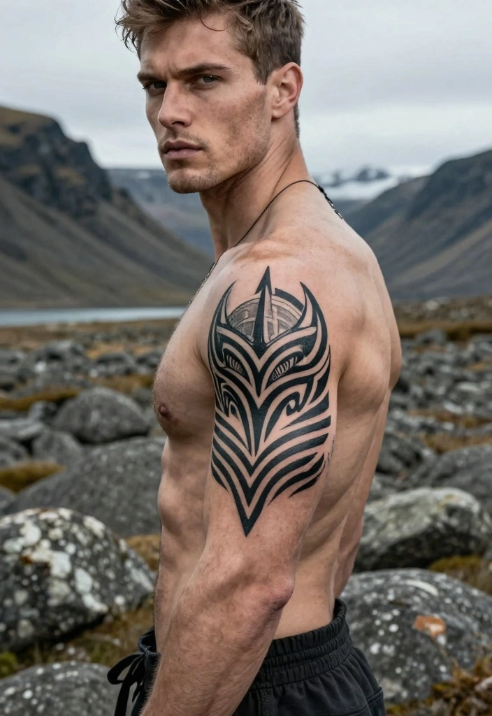 16 Norse Tattoo Ideas for Men: Bold, Mythical, and Masculine 56 16 Norse Tattoo Ideas for Men: Bold, Mythical, and Masculine - 6. The Helm of Awe: Protection Symbol 1