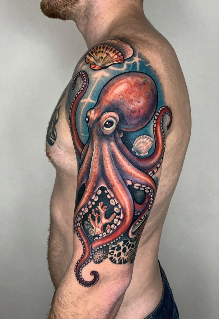 16 Traditional Old School Tattoo Flash Ideas for a Timeless Style 14. The Charming Octopus 0