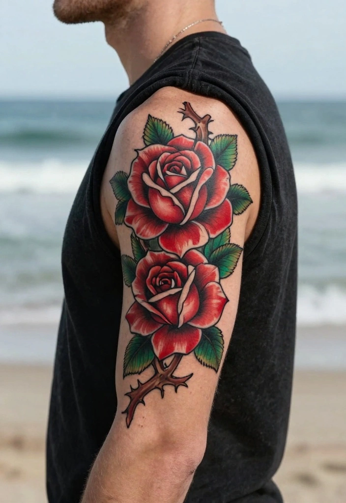 16 Traditional Old School Tattoo Flash Ideas for a Timeless Style 3. The Timeless Rose 0