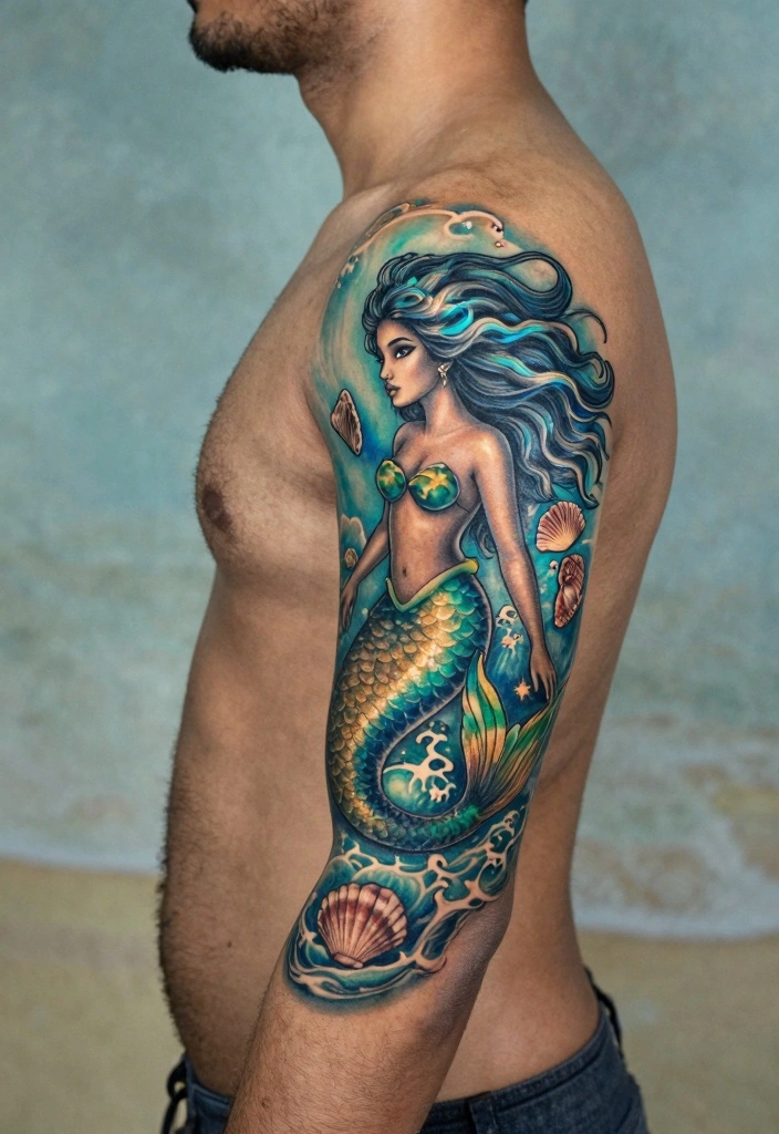 16 Traditional Old School Tattoo Flash Ideas for a Timeless Style 5. Mermaids Mysteries of the Deep 0