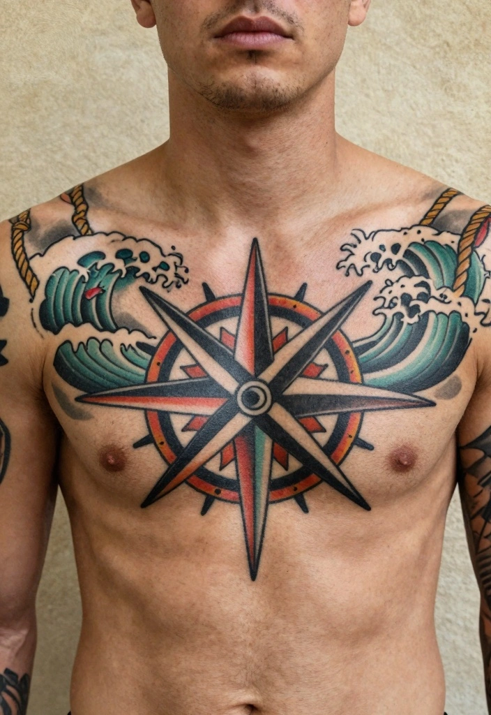 16 Traditional Old School Tattoo Flash Ideas for a Timeless Style 7. The Compass Rose 0