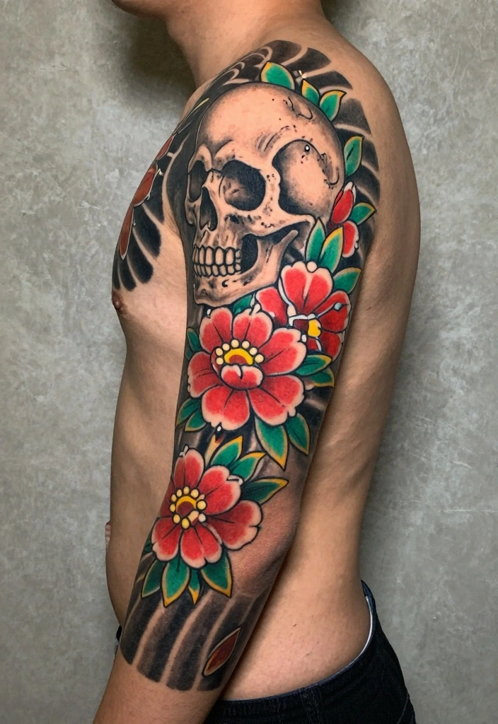 16 Traditional Old School Tattoo Flash Ideas for a Timeless Style 8. The Traditional Skull 0