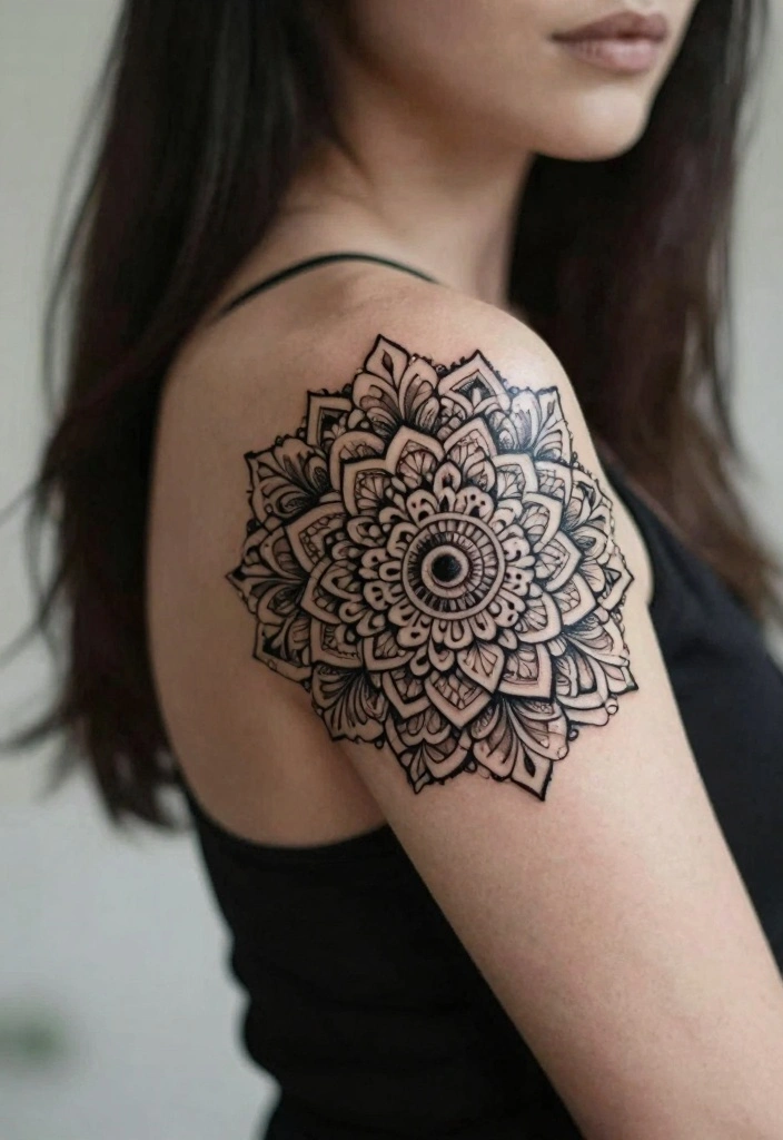 16 Women Half Sleeve Arm Tattoo Ideas With Flow and Balance 4. Mandala Magic 0