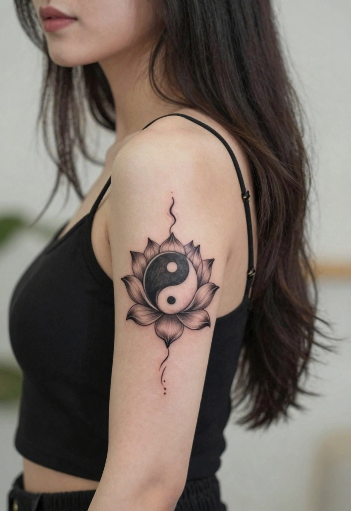 16 Women Half Sleeve Arm Tattoo Ideas With Flow and Balance 7. Spiritual Symbols 0