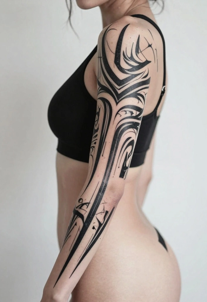 16 Women Half Sleeve Arm Tattoo Ideas With Flow and Balance 8. Tribal Inspirations 0