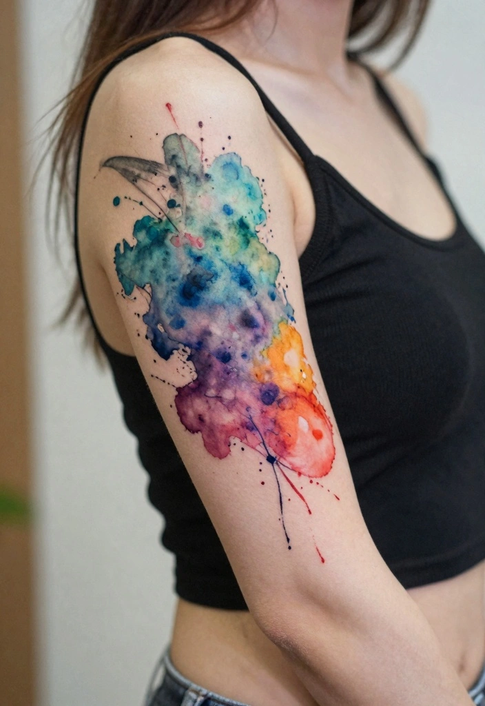 16 Women Half Sleeve Arm Tattoo Ideas With Flow and Balance 9. Artistic Watercolor 0