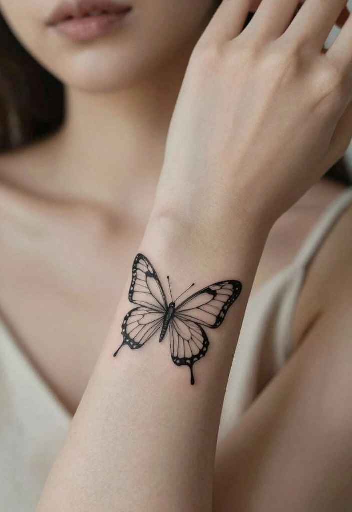 18 Butterfly Tattoo Ideas for Women Elegant Meaningful and Trendy 1. Minimalist Butterfly Outline 0