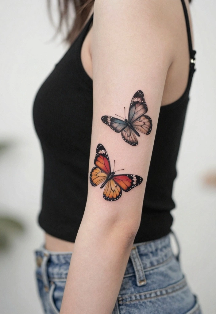 18 Butterfly Tattoo Ideas for Women Elegant Meaningful and Trendy 13. Double Butterfly Design 0
