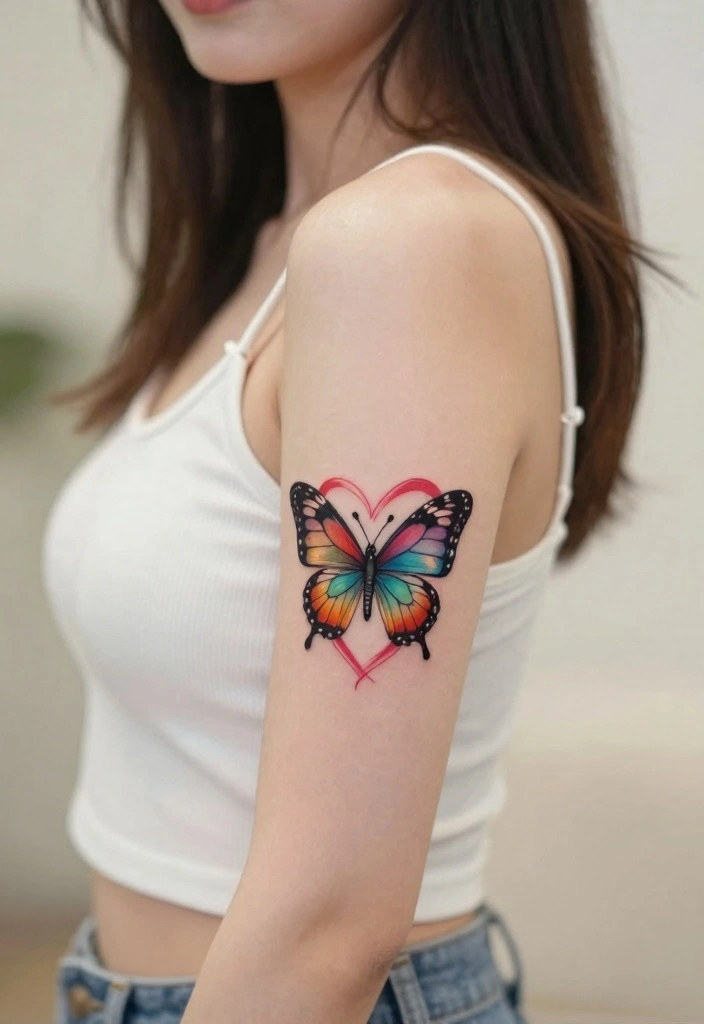 18 Butterfly Tattoo Ideas for Women Elegant Meaningful and Trendy 14. Butterfly and Heart Design 0