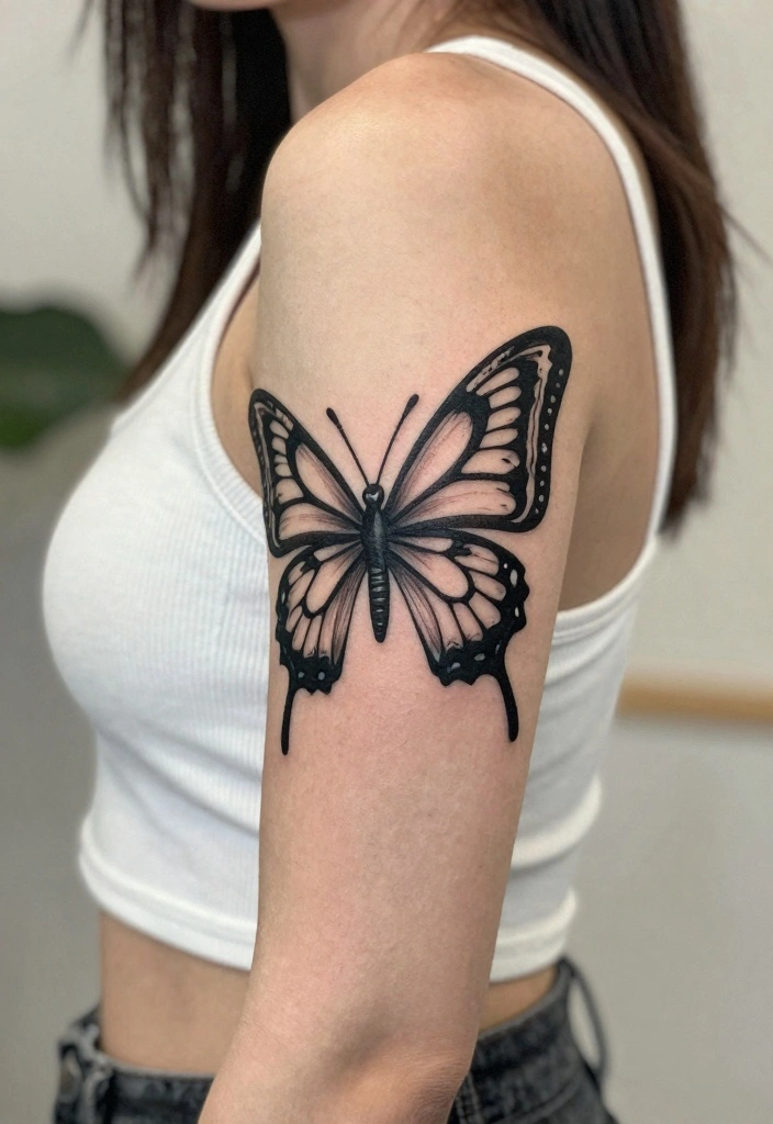18 Butterfly Tattoo Ideas for Women Elegant Meaningful and Trendy 8. Tribal Butterfly Tattoo 0