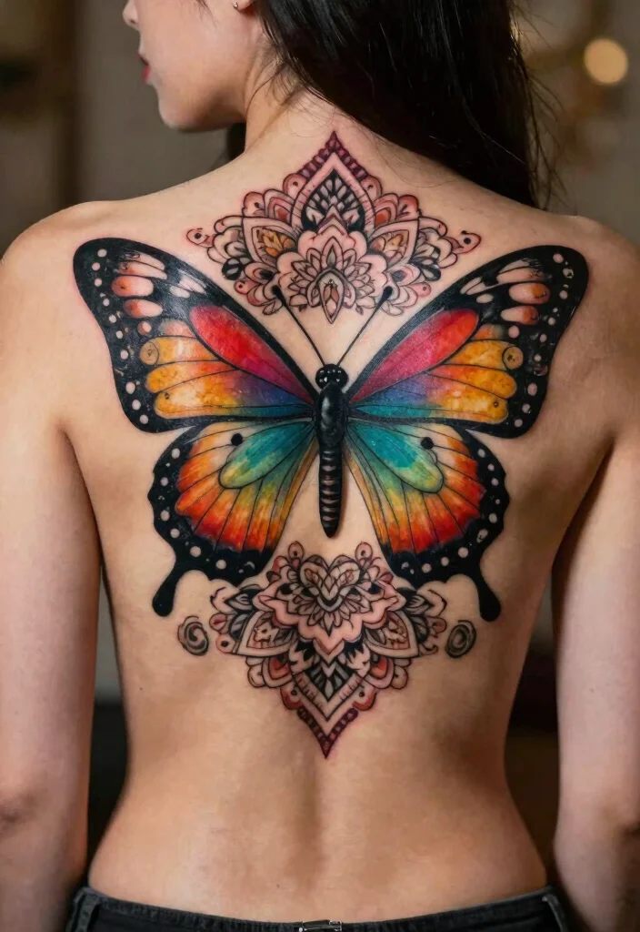 18 Butterfly Tattoo Ideas for Women Elegant Meaningful and Trendy 9. Butterfly with Mandala Design 0