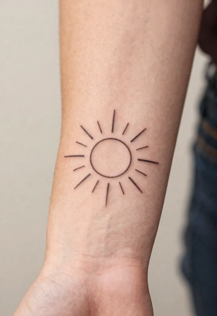 18 Fine Line Tattoo Ideas: Clean, Minimal, and Modern - 13. Simple Sun Rays 1